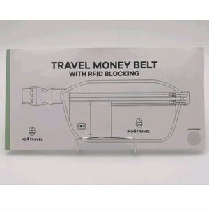MO4Travel Travel Money Belt With RFID Blocking Adjustable Light Grey